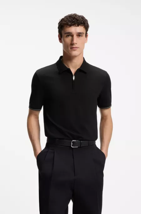 Regular-fit polo with zip closure