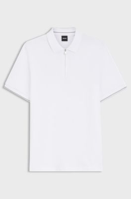 Regular-fit polo with zip closure, White