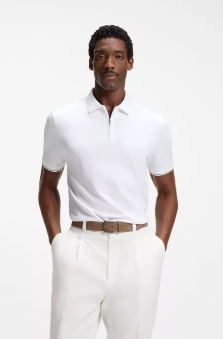 Regular-fit polo with zip closure
