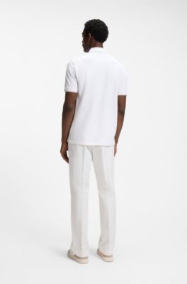 Regular-fit polo with zip closure, White