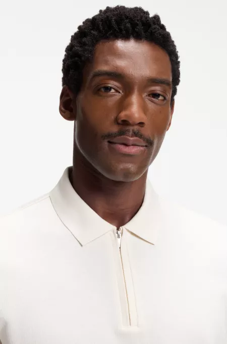 Regular-fit polo with zip closure