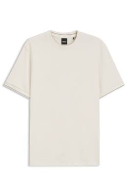 Structured-cotton T-shirt with cuff stripes 1