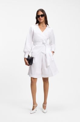 Relaxed fit-shorts i bomullspoplin, Vit