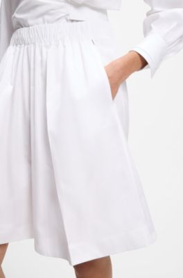 Relaxed-fit shorts in cotton poplin, White