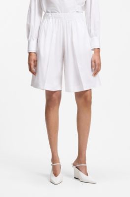 Relaxed fit-shorts i bomullspoplin, Vit