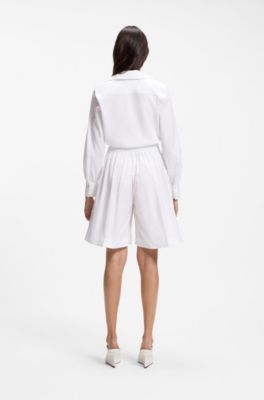 Relaxed-fit shorts in cotton poplin, White