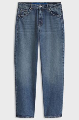 Loose-fit wide-leg jeans in rigid cotton, Blue