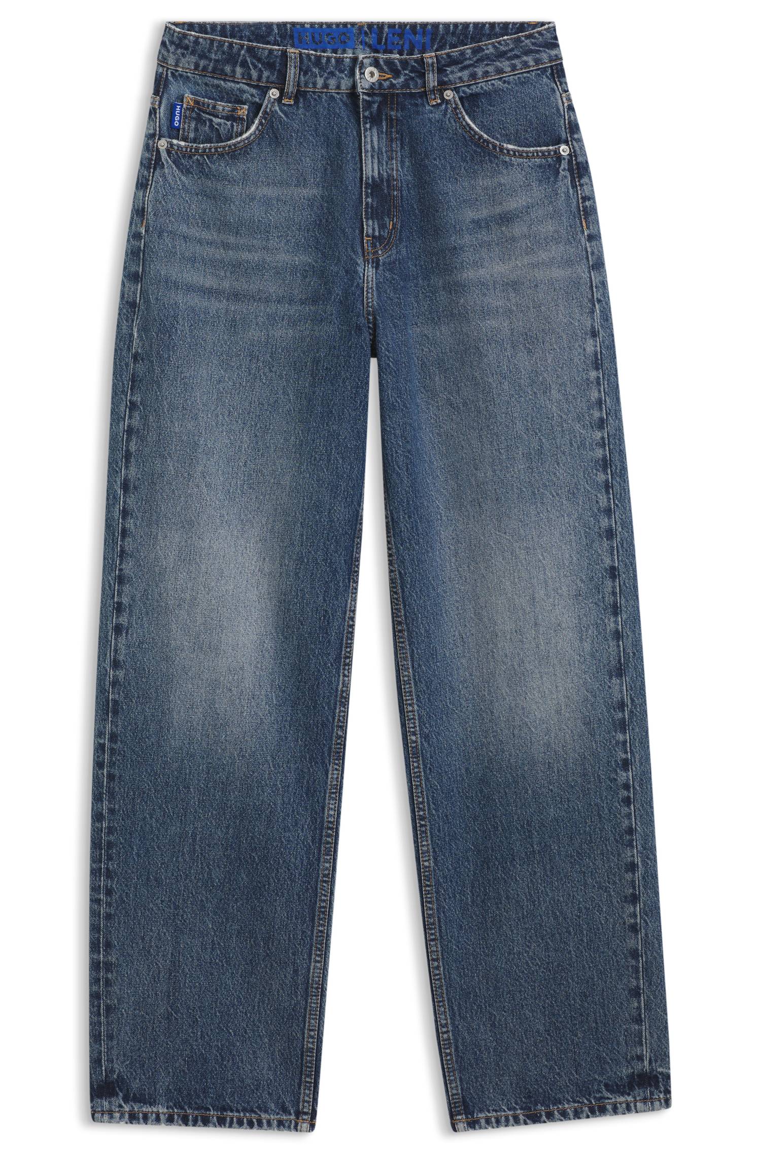 Hugo Loose-fit wide-leg jeans in rigid cotton dam – bild 4 av 10