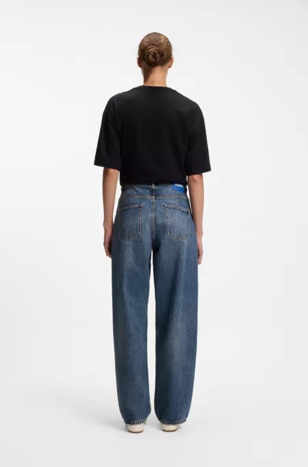 Loose-fit wide-leg jeans in rigid cotton