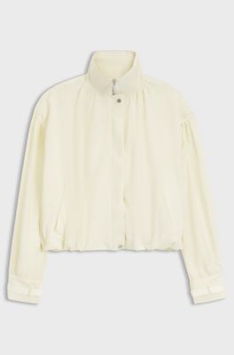 Relaxed-fit bomber jacket with stand collar, Light Yellow