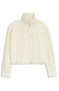 Relaxed-fit bomber jacket with stand collar, Light Beige