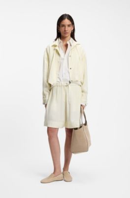 Bomber relaxed fit con colletto rialzato, Giallo chiaro