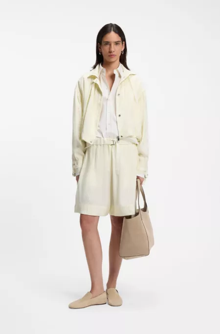 Relaxed-fit bomber jacket with stand collar