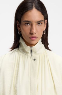 Relaxed-fit bomber jacket with stand collar, Light Yellow
