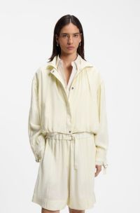 Relaxed-fit bomber jacket with stand collar, Light Yellow