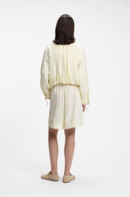 Bomber relaxed fit con colletto rialzato, Giallo chiaro