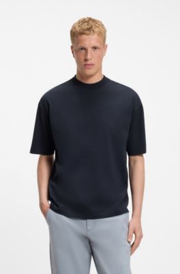 Relaxed-fit cotton T-shirt with embroidered logo, Dark Blue