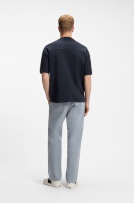 Relaxed-fit cotton T-shirt with embroidered logo, Dark Blue