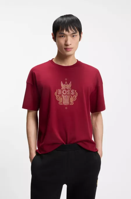 Cotton-jersey T-shirt with logo artwork