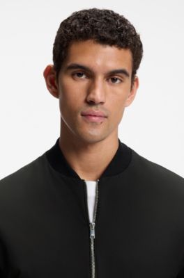 Zip-up padded sweatshirt in mixed fabrics, Black