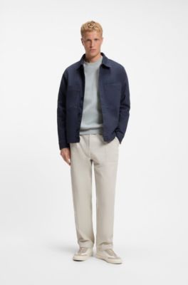 Relaxed-fit sweatshirt in stretch cotton, Light Grey