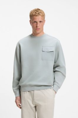 Relaxed-fit sweatshirt in stretch cotton, Light Grey