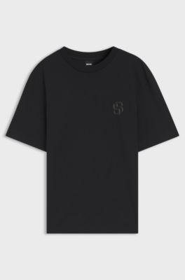 Relaxed-fit T-shirt in cotton with logo artwork, Black