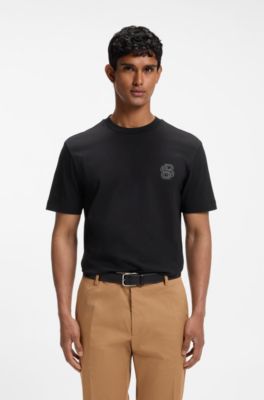Relaxed-fit T-shirt in cotton with logo artwork, Black