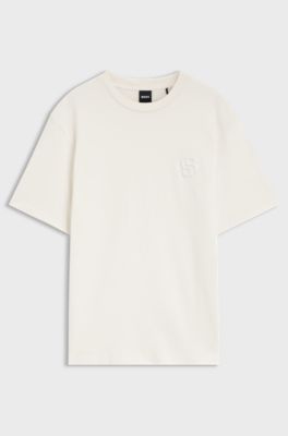 Relaxed-fit T-shirt in cotton with logo artwork, Natural