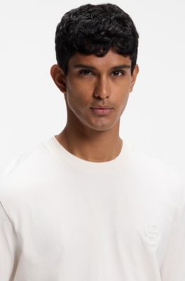 Relaxed-fit T-shirt in cotton with logo artwork, Natural