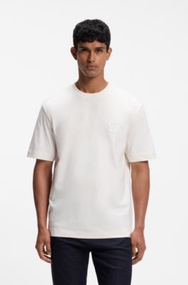 Relaxed-fit T-shirt in cotton with logo artwork, Natural