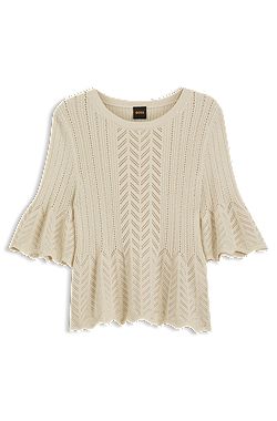 Regular-fit sweater with open-knit structure