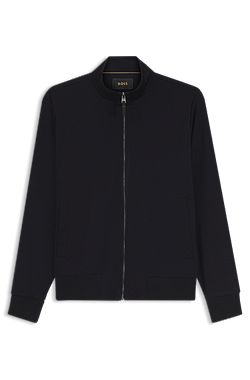 Sweatjacke aus Woll-Mix mit Stehkragen und durchgehendem Reißverschluss