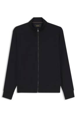 Stand-collar wool-blend sweatshirt with full zip 1