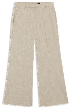 Cropped flared-fit trousers in a slub weave