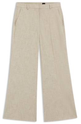 Cropped flared-fit trousers in a slub weave 1