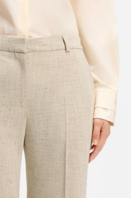 Boss Cropped flared-fit trousers in a slub weave kostymbyxor dam – bild 3