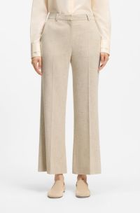 Cropped flared-fit trousers in a slub weave, Light Beige