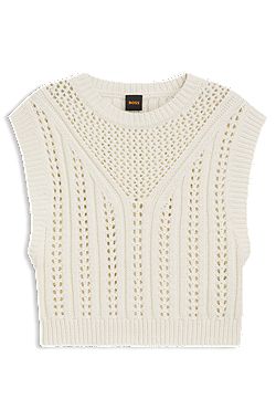 Cotton-blend top with open-knit structure