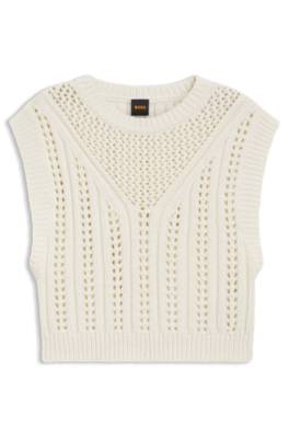 Boss Cotton-blend top with open-knit structure stickade tröjor dam – bild 4