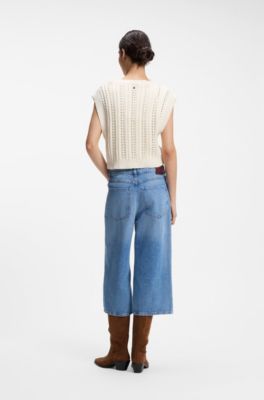 コットンブレンド トップス オープンニット ストラクチャー, ナチュラル