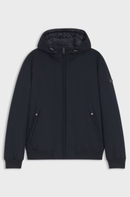 Veste matelass&eacute;e d&eacute;perlante avec monogramme double B, Bleu fonc&eacute;