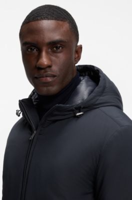 Veste matelass&eacute;e d&eacute;perlante avec monogramme double B, Bleu fonc&eacute;