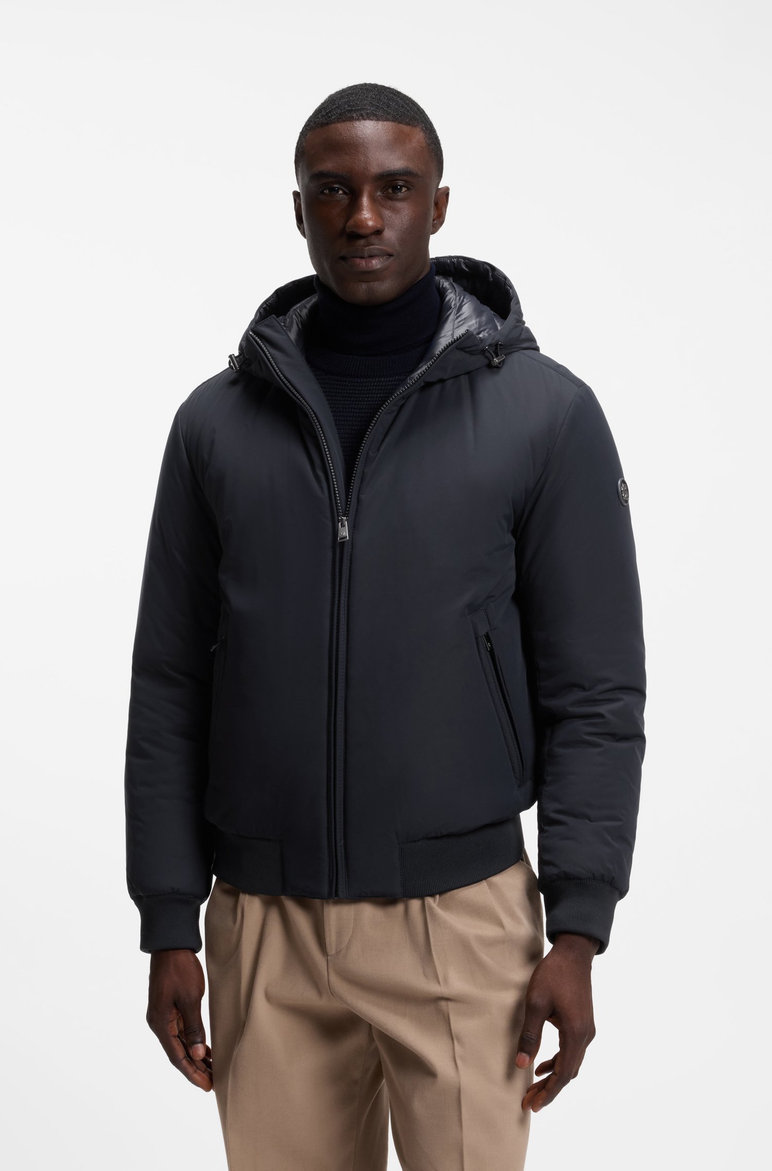 Boss Water-repellent padded jacket with Double B monogram jackor herr