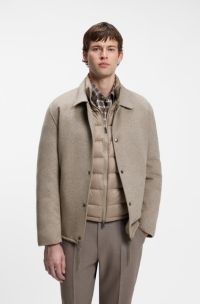 Jacket with zip-up inner in weighty fabric, Light Brown