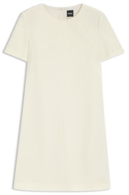 Short-sleeved dress in Japanese crepe, Light Beige