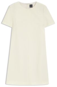Short-sleeved dress in Japanese crepe, Light Beige