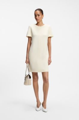 Short-sleeved dress in Japanese crepe, Light Yellow