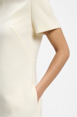 Short-sleeved dress in Japanese crepe, Light Yellow