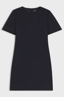 Short-sleeved dress in Japanese crepe, Dark Blue